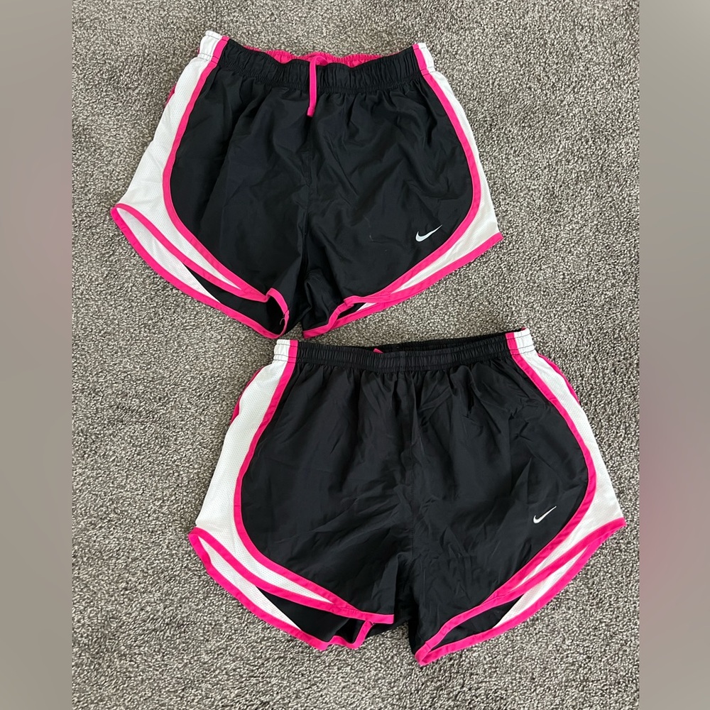 2 Nike Women's Black and Pink Running Shorts size S